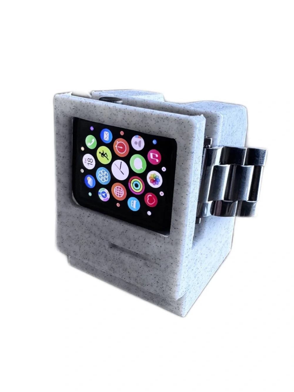 Retro Macintosh Apple Watch Charging Stand Dock Speckled Gray